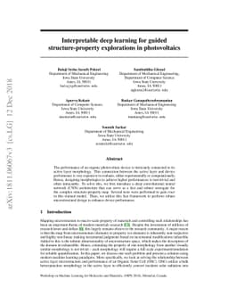 Interpretable deep learning for guided structure-property explorations
  in photovoltaics