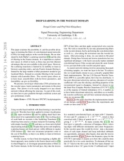 Deep Learning in the Wavelet Domain