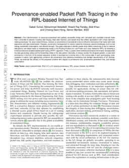 Provenance-enabled Packet Path Tracing in the RPL-based Internet of
  Things