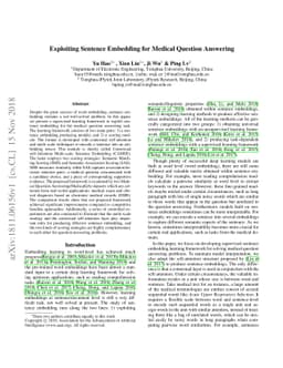 Exploiting Sentence Embedding for Medical Question Answering