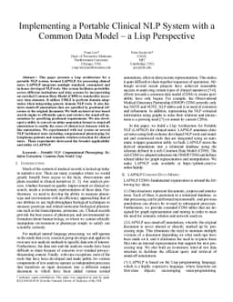 Implementing a Portable Clinical NLP System with a Common Data Model - a
  Lisp Perspective