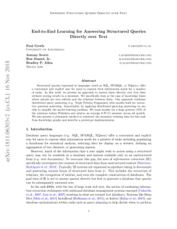 End-to-End Learning for Answering Structured Queries Directly over Text