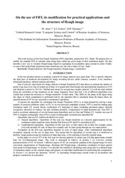 On the use of FHT, its modification for practical applications and the
  structure of Hough image