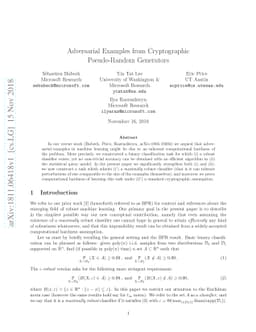 Adversarial Examples from Cryptographic Pseudo-Random Generators