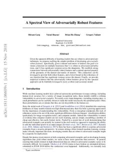 A Spectral View of Adversarially Robust Features
