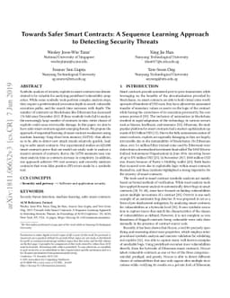 Towards Safer Smart Contracts: A Sequence Learning Approach to Detecting
  Security Threats