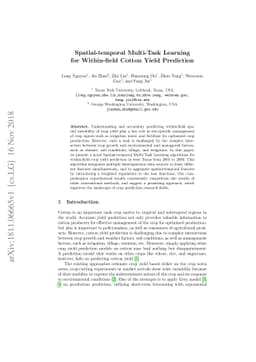 Spatial-temporal Multi-Task Learning for Within-field Cotton Yield
  Prediction