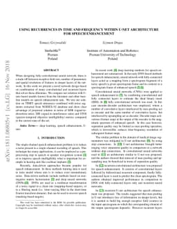 Using recurrences in time and frequency within U-net architecture for
  speech enhancement