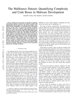 The MalSource Dataset: Quantifying Complexity and Code Reuse in Malware
  Development