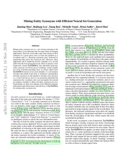 Mining Entity Synonyms with Efficient Neural Set Generation