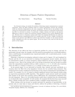 Detection of Sparse Positive Dependence