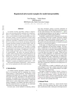 Regularized adversarial examples for model interpretability