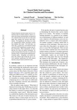Neural Multi-Task Learning for Citation Function and Provenance