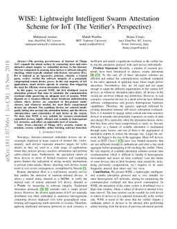 WISE: Lightweight Intelligent Swarm Attestation Scheme for IoT (The
  Verifier's Perspective)