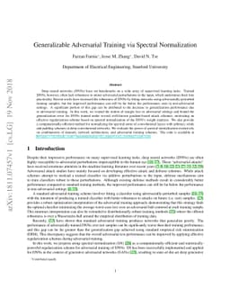 Generalizable Adversarial Training via Spectral Normalization