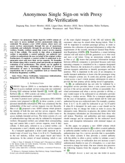 Anonymous Single Sign-on with Proxy Re-Verification
