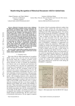 Handwriting Recognition of Historical Documents with few labeled data