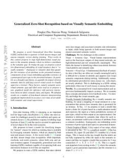 Generalized Zero-Shot Recognition based on Visually Semantic Embedding