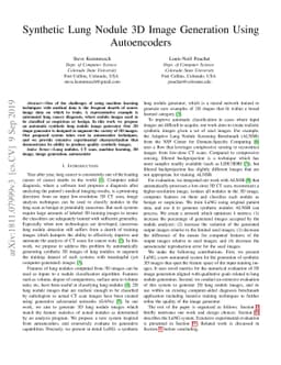 Synthetic Lung Nodule 3D Image Generation Using Autoencoders