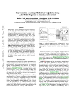 Representation Learning of Pedestrian Trajectories Using Actor-Critic
  Sequence-to-Sequence Autoencoder