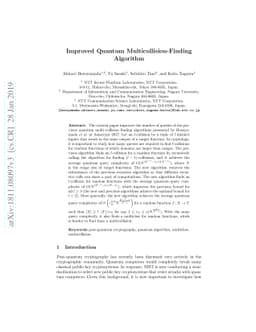 Improved Quantum Multicollision-Finding Algorithm