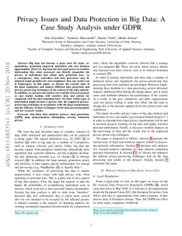 Privacy Issues and Data Protection in Big Data: A Case Study Analysis
  under GDPR