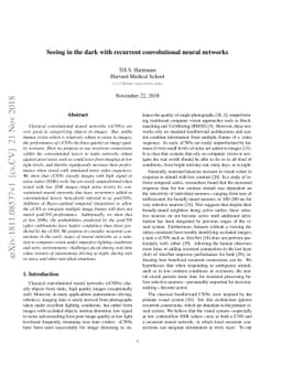 Seeing in the dark with recurrent convolutional neural networks