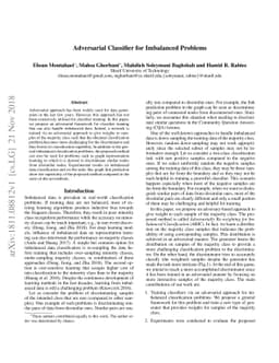 Adversarial Classifier for Imbalanced Problems
