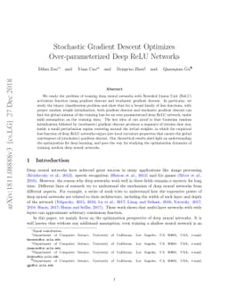 Stochastic Gradient Descent Optimizes Over-parameterized Deep ReLU
  Networks