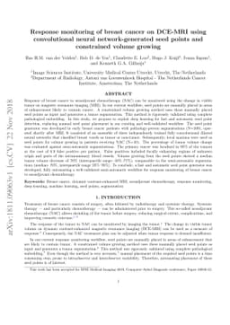 Response monitoring of breast cancer on DCE-MRI using convolutional
  neural network-generated seed points and constrained volume growing