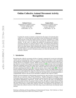 Online Collective Animal Movement Activity Recognition