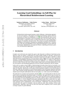 Learning Goal Embeddings via Self-Play for Hierarchical Reinforcement
  Learning