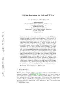 Digital Forensics for IoT and WSNs