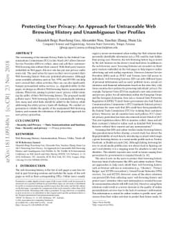 Protecting User Privacy: An Approach for Untraceable Web Browsing
  History and Unambiguous User Profiles