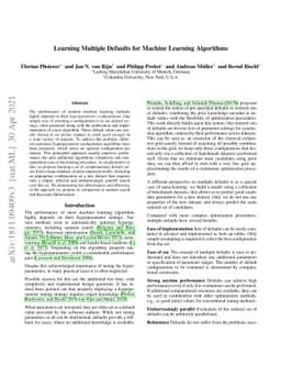 Learning Multiple Defaults for Machine Learning Algorithms
