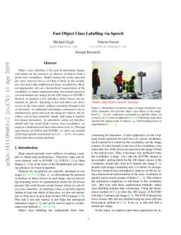Fast Object Class Labelling via Speech