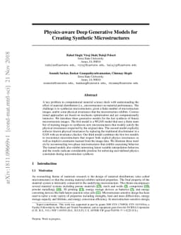 Physics-aware Deep Generative Models for Creating Synthetic
  Microstructures