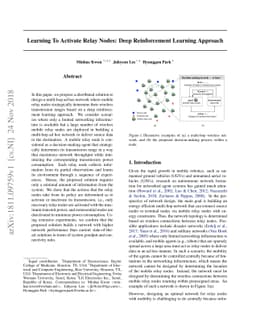 Learning to Activate Relay Nodes: Deep Reinforcement Learning Approach