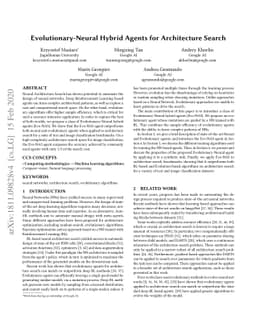 Evolutionary-Neural Hybrid Agents for Architecture Search