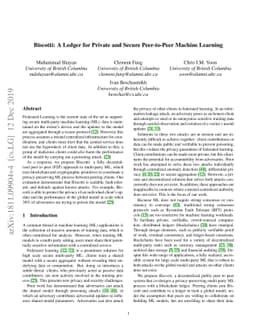 Biscotti: A Ledger for Private and Secure Peer-to-Peer Machine Learning