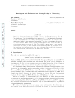 Average-Case Information Complexity of Learning