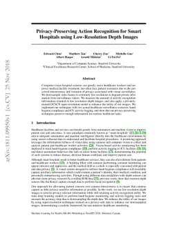 Privacy-Preserving Action Recognition for Smart Hospitals using
  Low-Resolution Depth Images