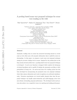 A pooling based scene text proposal technique for scene text reading in
  the wild