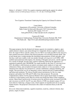 Two Cognitive Transitions Underlying the Capacity for Cultural Evolution