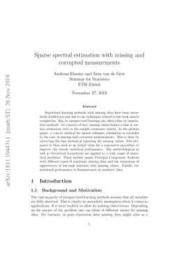 Sparse spectral estimation with missing and corrupted measurements