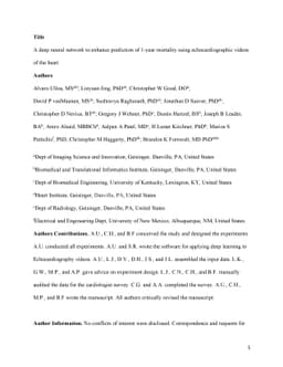 A deep neural network to enhance prediction of 1-year mortality using
  echocardiographic videos of the heart