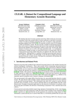 CLEAR: A Dataset for Compositional Language and Elementary Acoustic
  Reasoning
