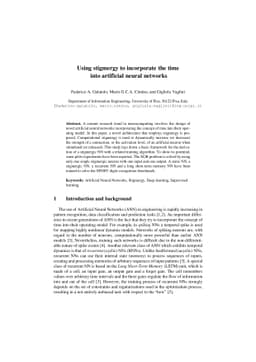 Using stigmergy to incorporate the time into artificial neural networks