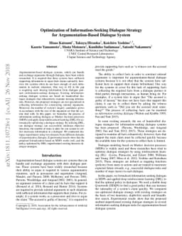 Optimization of Information-Seeking Dialogue Strategy for
  Argumentation-Based Dialogue System