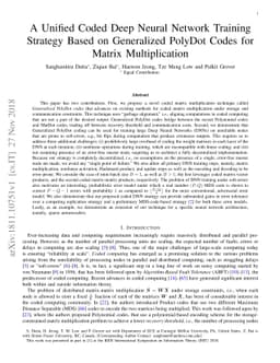 A Unified Coded Deep Neural Network Training Strategy Based on
  Generalized PolyDot Codes for Matrix Multiplication